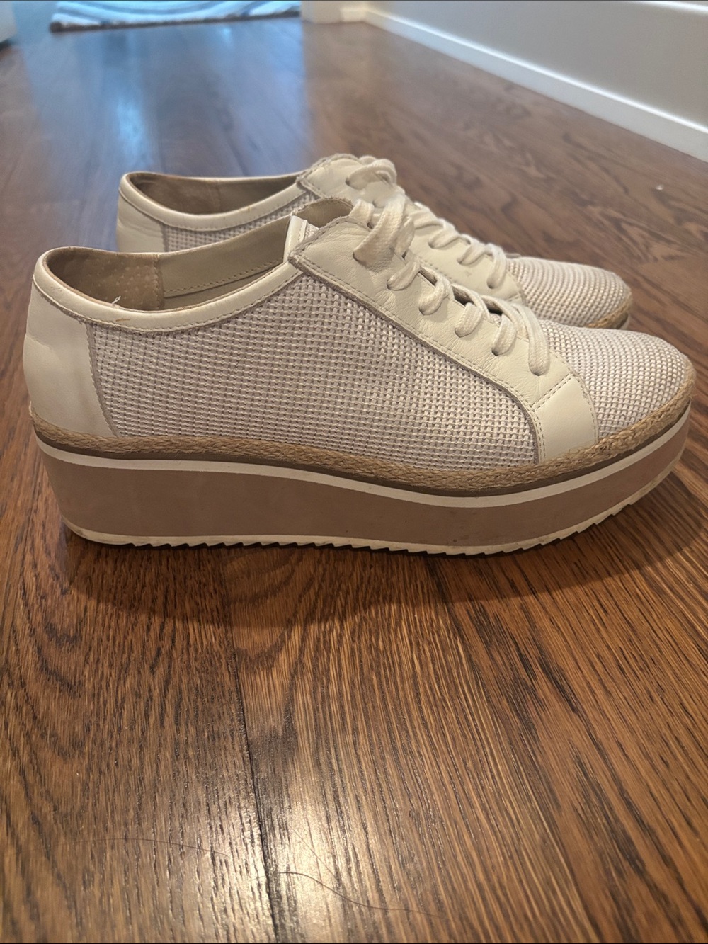 Dolce Vita Platform Cream Knit Lace-Up Sneakers